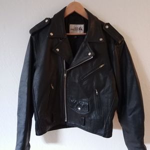 Vintage Black Genuine Leather Moto Jacket